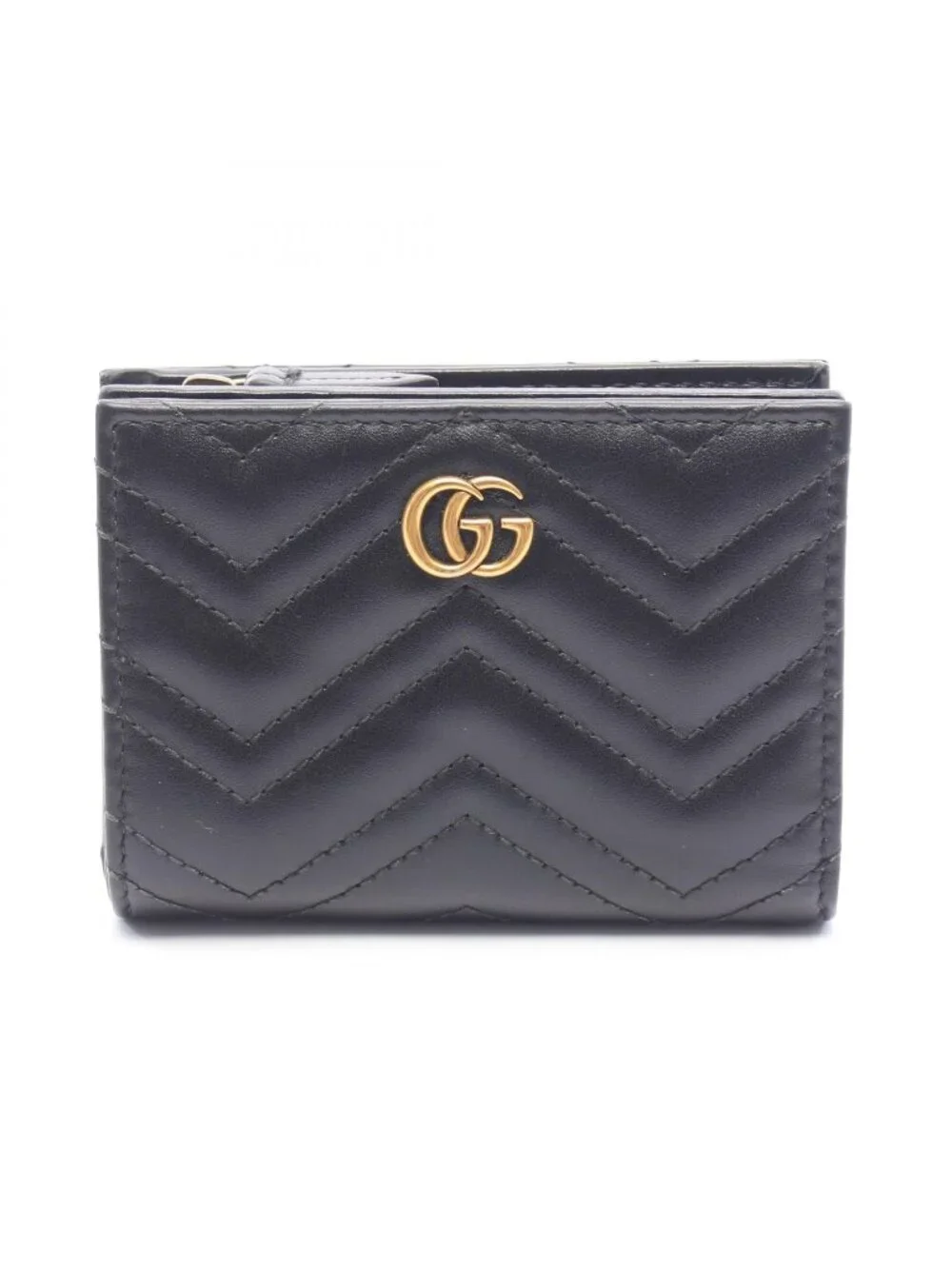 Gucci Bifold Wallet GG Marmont Black Leather Double